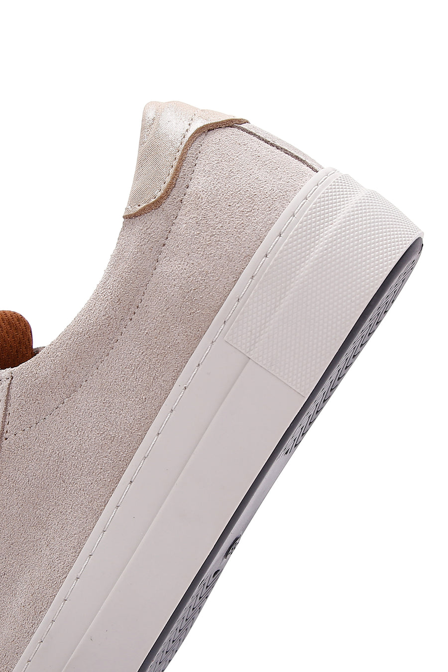 Kadın Bej Süet Deri Kalın Tabanlı Sneaker