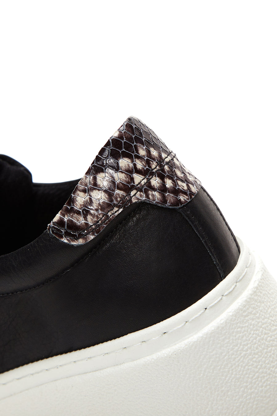 Kadın Siyah Deri Kalın Tabanlı Sneaker