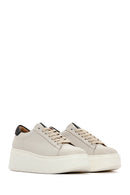 Women's Beige Leather Thick Soled Sneaker | Derimod