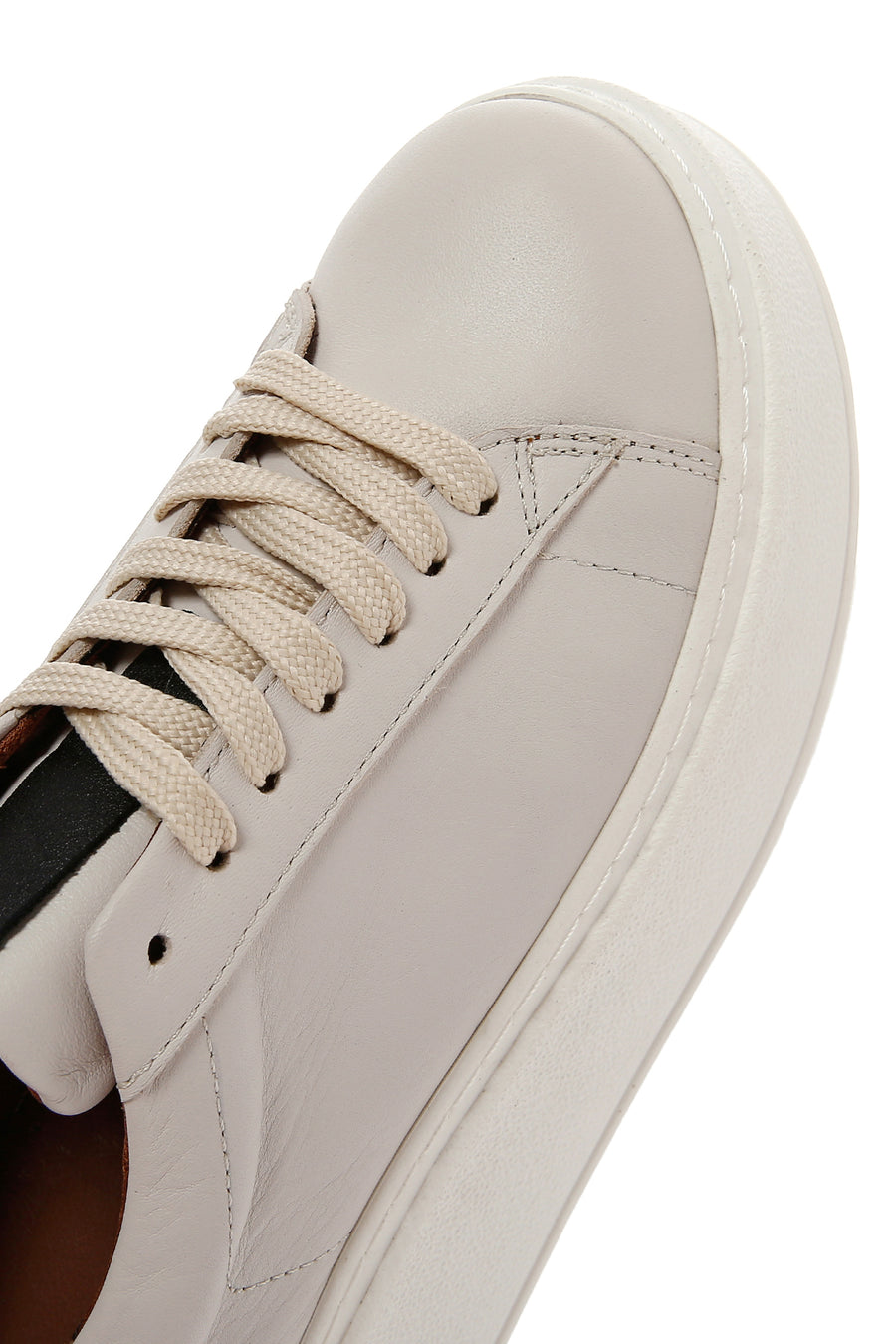 Kadın Bej Deri Kalın Tabanlı Sneaker