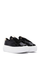 Women's Black Thick Soled Patent Leather Sneaker | Derimod
