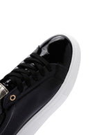 Women's Black Thick Soled Patent Leather Sneaker | Derimod