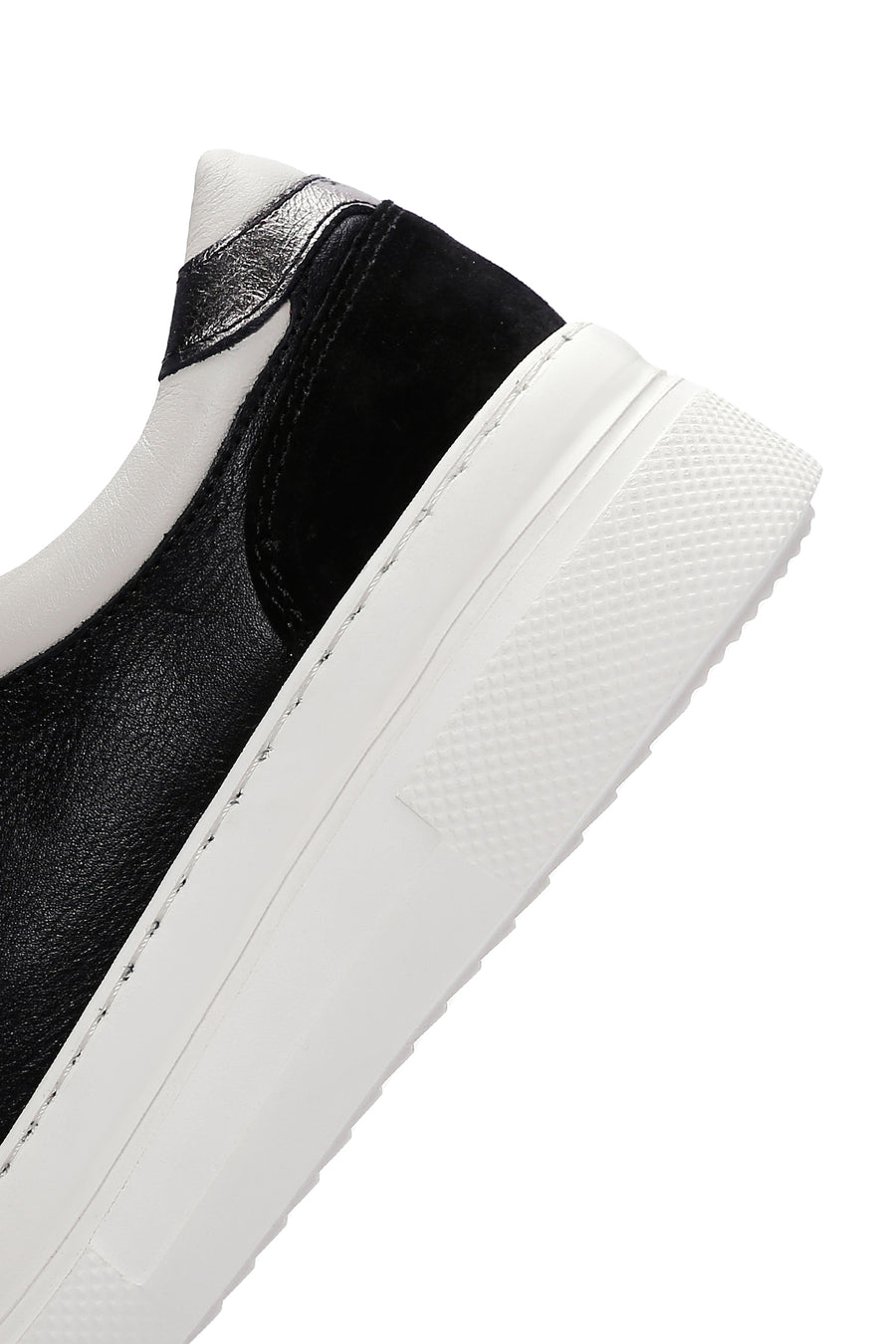 Women's Black Leather Thick Soled Sneaker