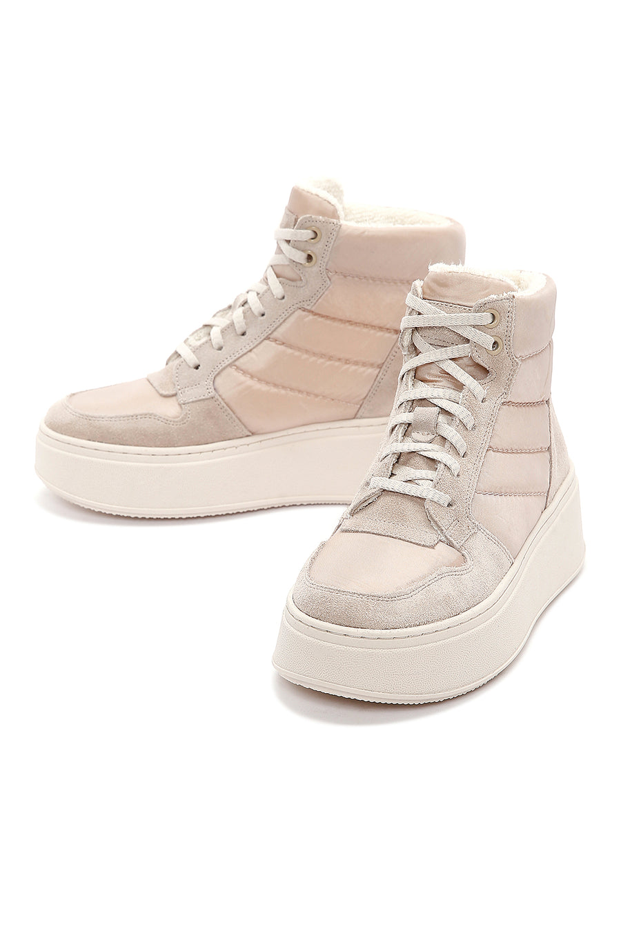 Kadın Bej Kalın Tabanlı Deri Sneaker Bot