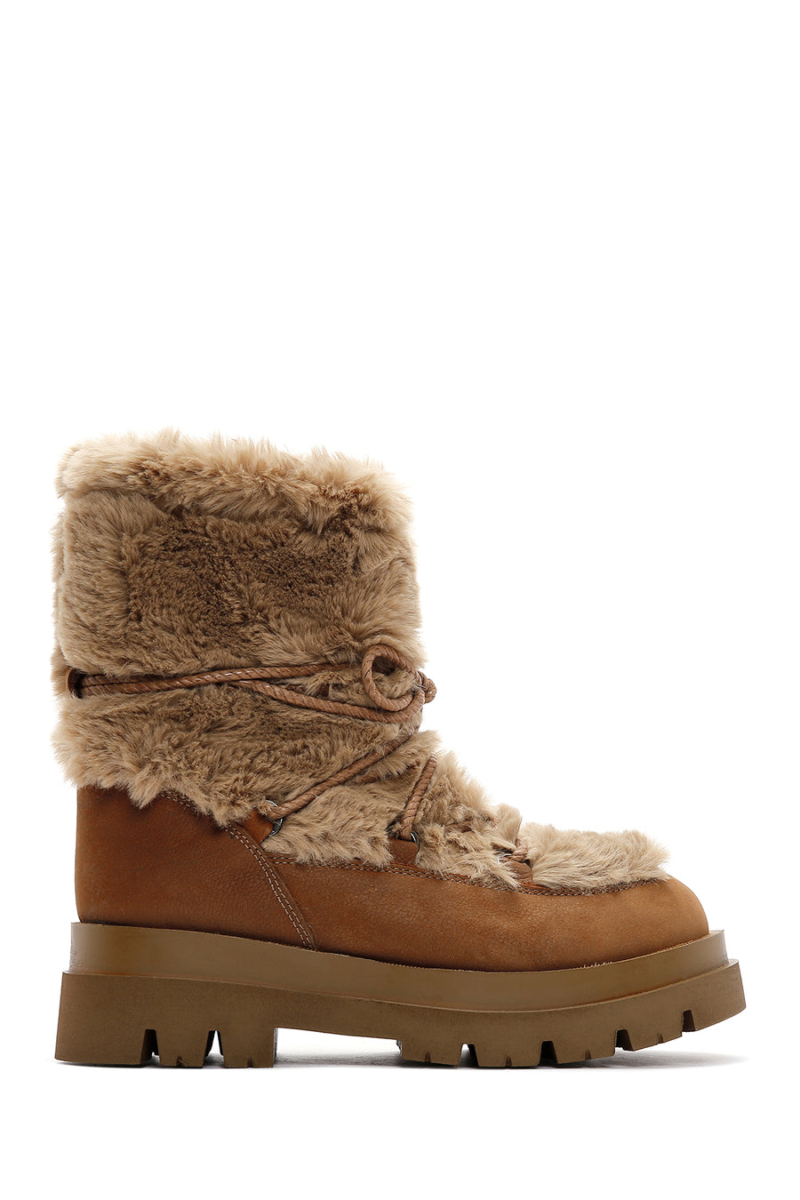 Women's Brown Plush Suede Leather Boots