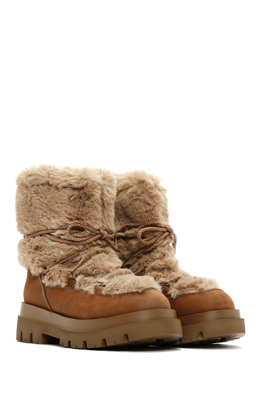 Women's Brown Plush Suede Leather Boots