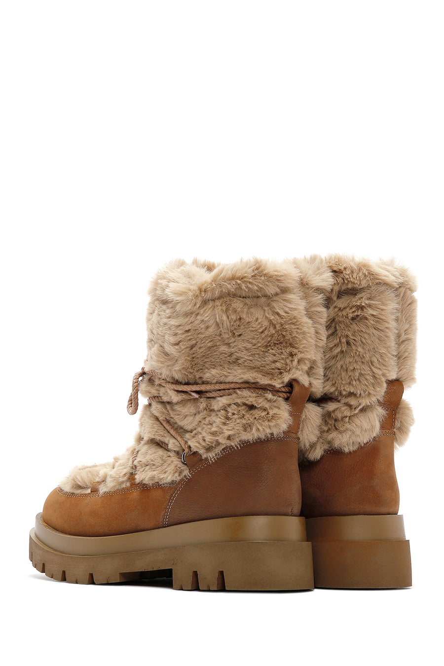 Women's Brown Plush Suede Leather Boots