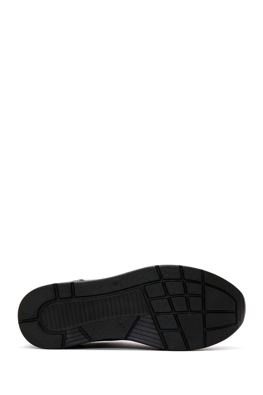 Women's Black Leather Thick Soled Sneaker