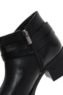 Kadın Siyah Deri Tokalı Topuklu Bot | Derimod