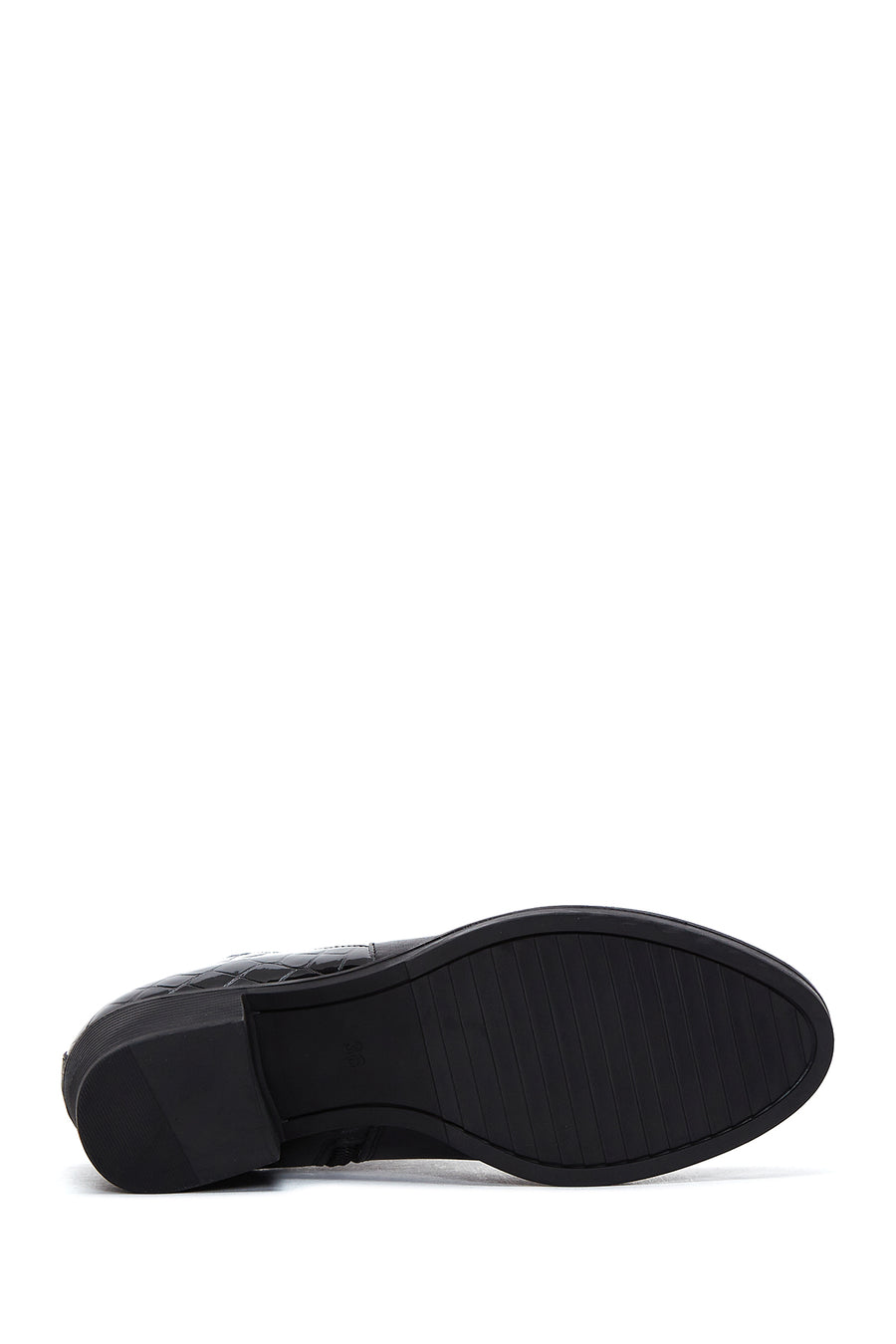 Women's Black Leather Heeled Boots