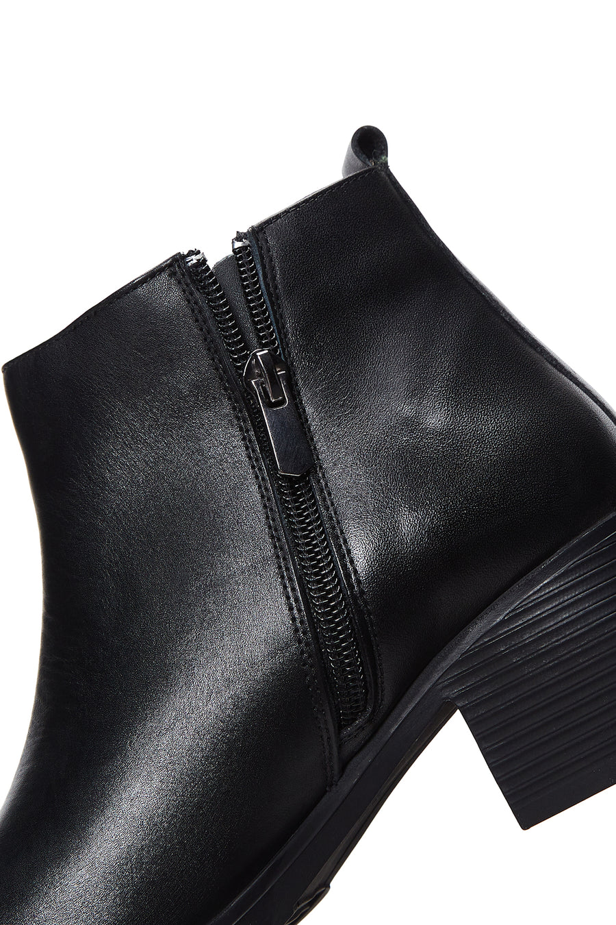 Women's Black Leather Heeled Boots