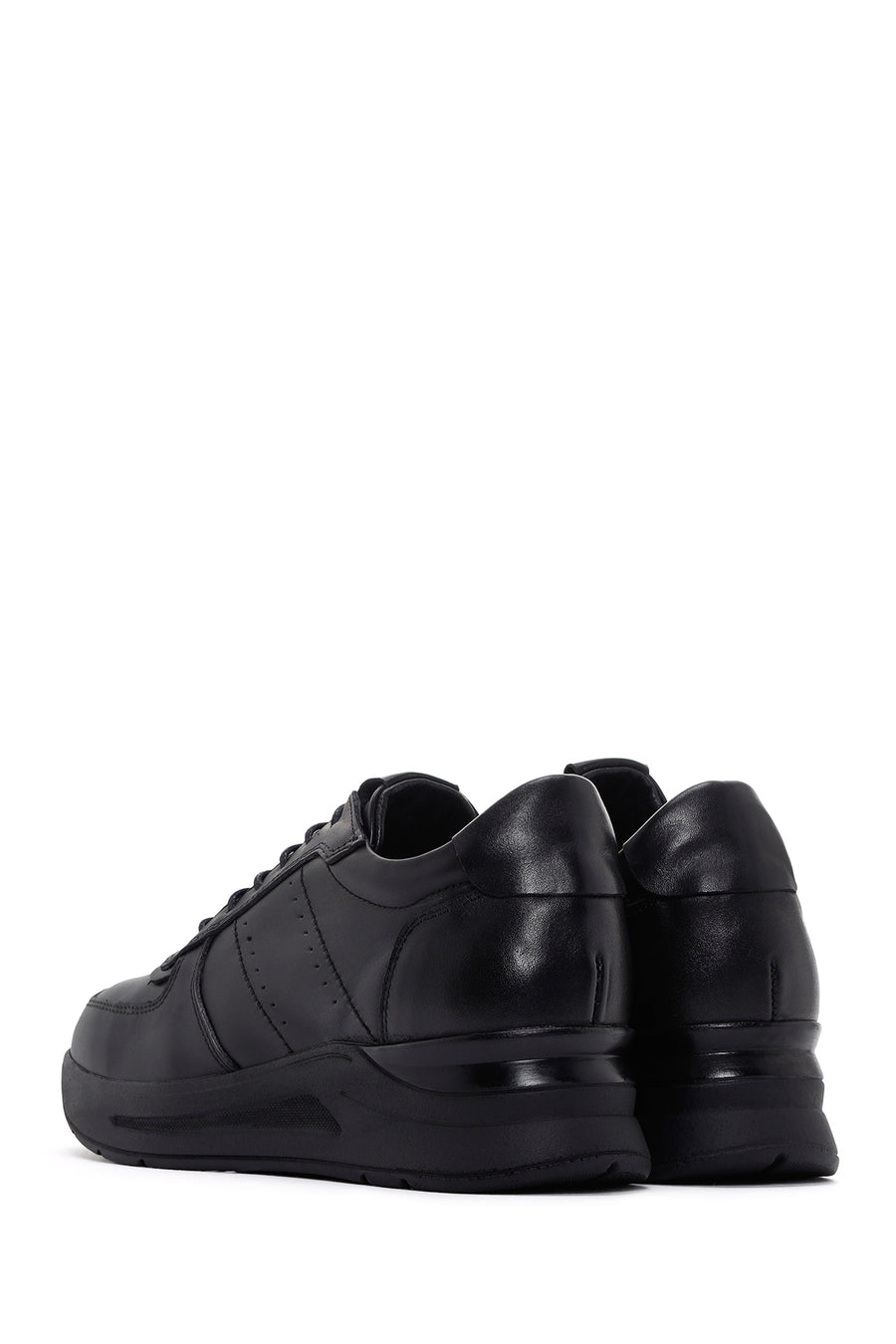 Kadın Siyah Kalın Tabanlı Deri Casual Sneaker