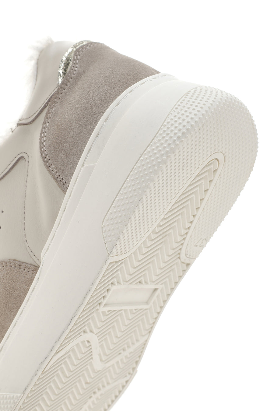 Kadın Bej Kalın Tabanlı Kürklü Deri Sneaker