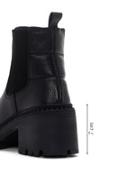 Women's Black Leather Short Heeled Chelsea Boots | Derimod