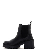 Women's Black Leather Short Heeled Chelsea Boots | Derimod