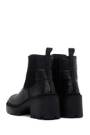 Women's Black Leather Short Heeled Chelsea Boots | Derimod