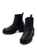 Women's Black Leather Short Heeled Chelsea Boots | Derimod