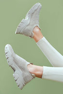 Kadın Bej Taşlı Kalın Tabanlı Sneaker | Derimod