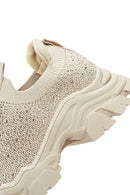 Kadın Bej Taşlı Kalın Tabanlı Sneaker | Derimod