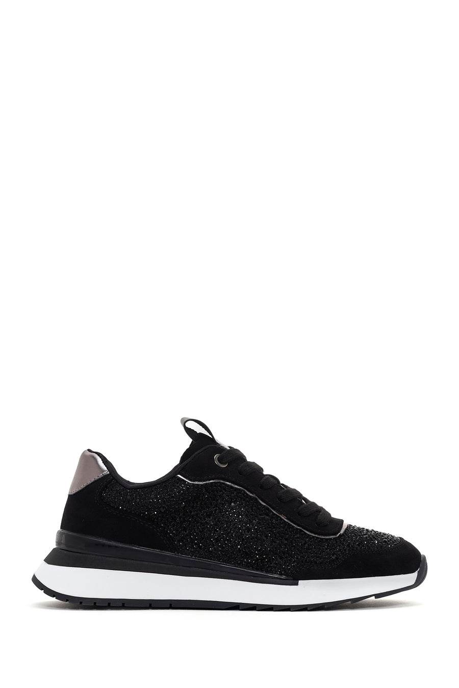 Kadın Siyah Kalın Tabanlı Taşlı Sneaker 23WFD431314 | Derimod