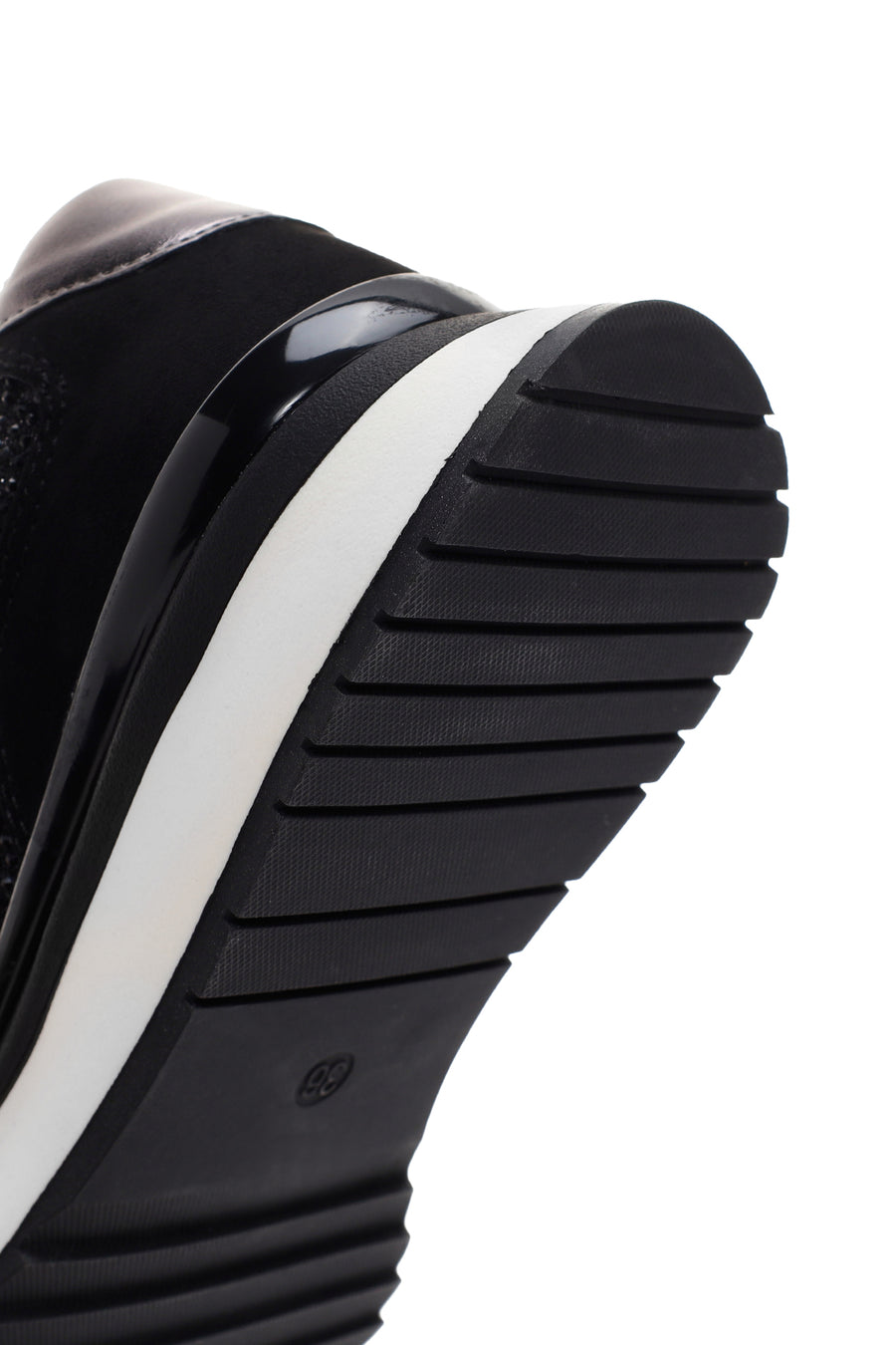 Kadın Siyah Kalın Tabanlı Taşlı Sneaker
