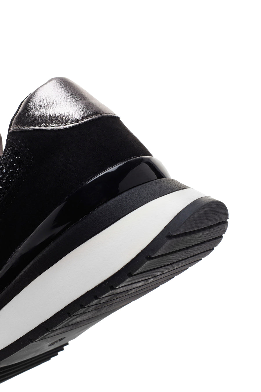 Kadın Siyah Kalın Tabanlı Taşlı Sneaker