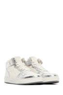 Women's Silver Leather High Top Sneaker | Derimod