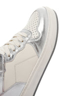 Women's Silver Leather High Top Sneaker | Derimod