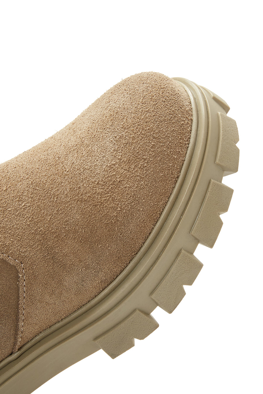 Women's Beige Zippered Thick Soled Suede Leather Boots
