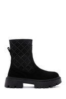 Women's Black Zippered Suede Leather Boots | Derimod