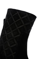 Women's Black Zippered Suede Leather Boots | Derimod