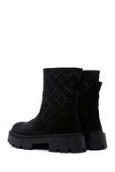 Women's Black Zippered Suede Leather Boots | Derimod