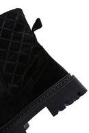 Women's Black Zippered Suede Leather Boots | Derimod