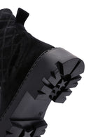 Women's Black Zippered Suede Leather Boots | Derimod