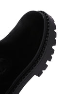 Women's Black Zippered Suede Leather Boots | Derimod