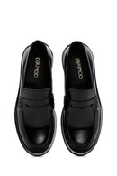 Women's Black Leather Casual Loafer | Derimod
