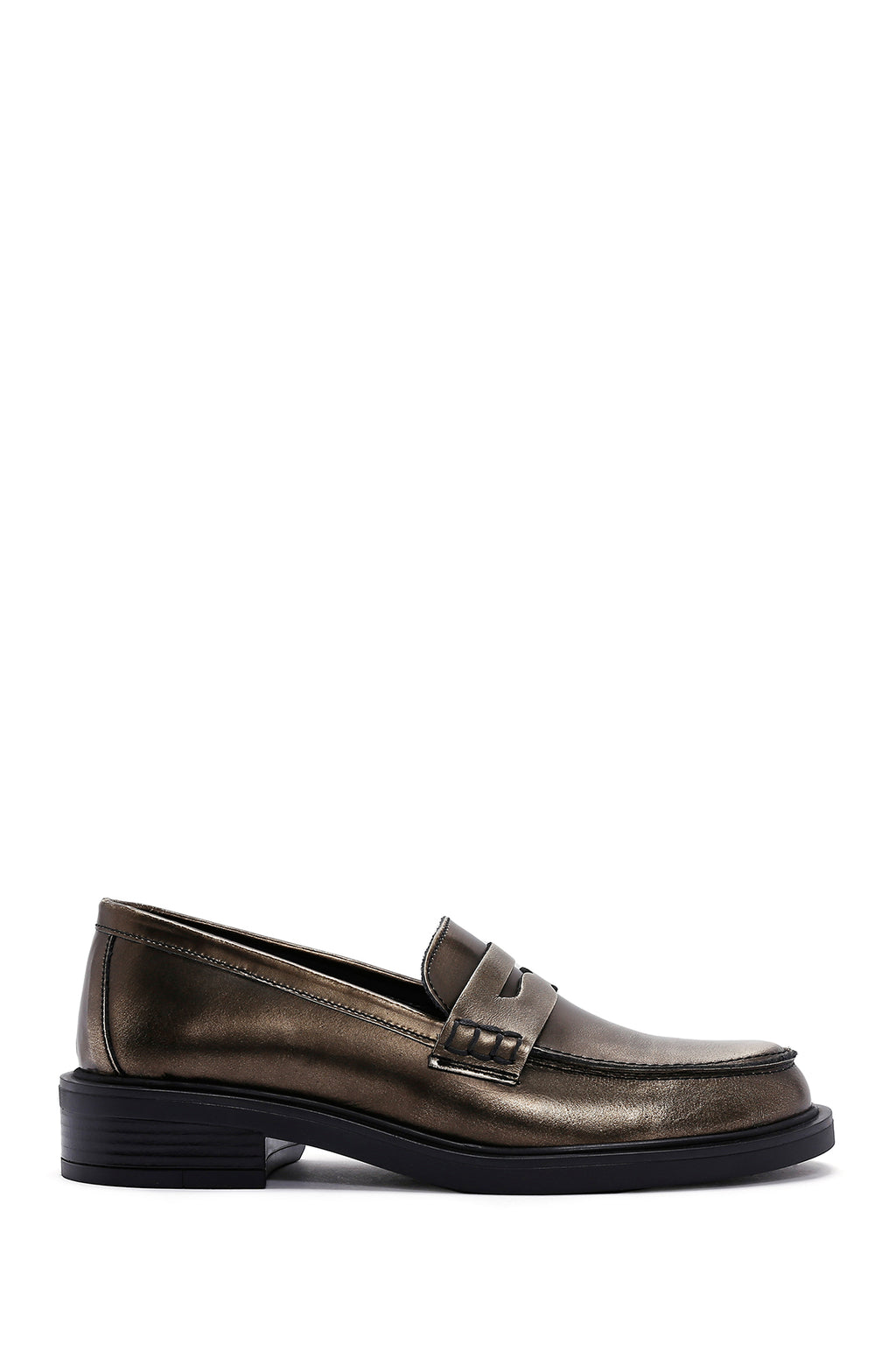Kadın Altın Deri Casual Loafer