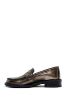 Women's Gold Leather Casual Loafer | Derimod