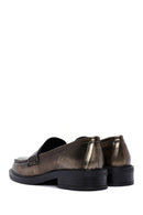 Women's Gold Leather Casual Loafer | Derimod