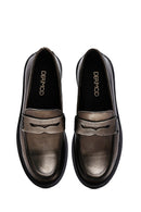 Women's Gold Leather Casual Loafer | Derimod