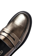 Women's Gold Leather Casual Loafer | Derimod