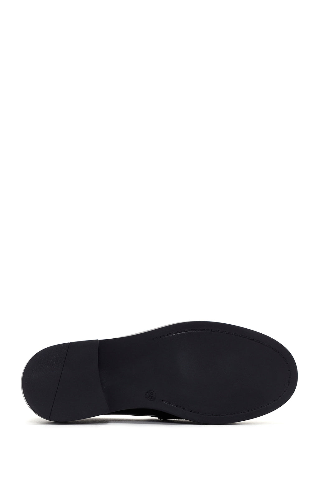 Kadın Siyah Deri Püsküllü Maskülen Loafer