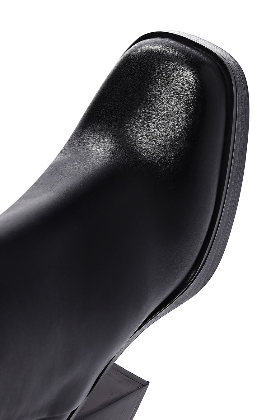 Women's Black Thick Heeled Leather Boots