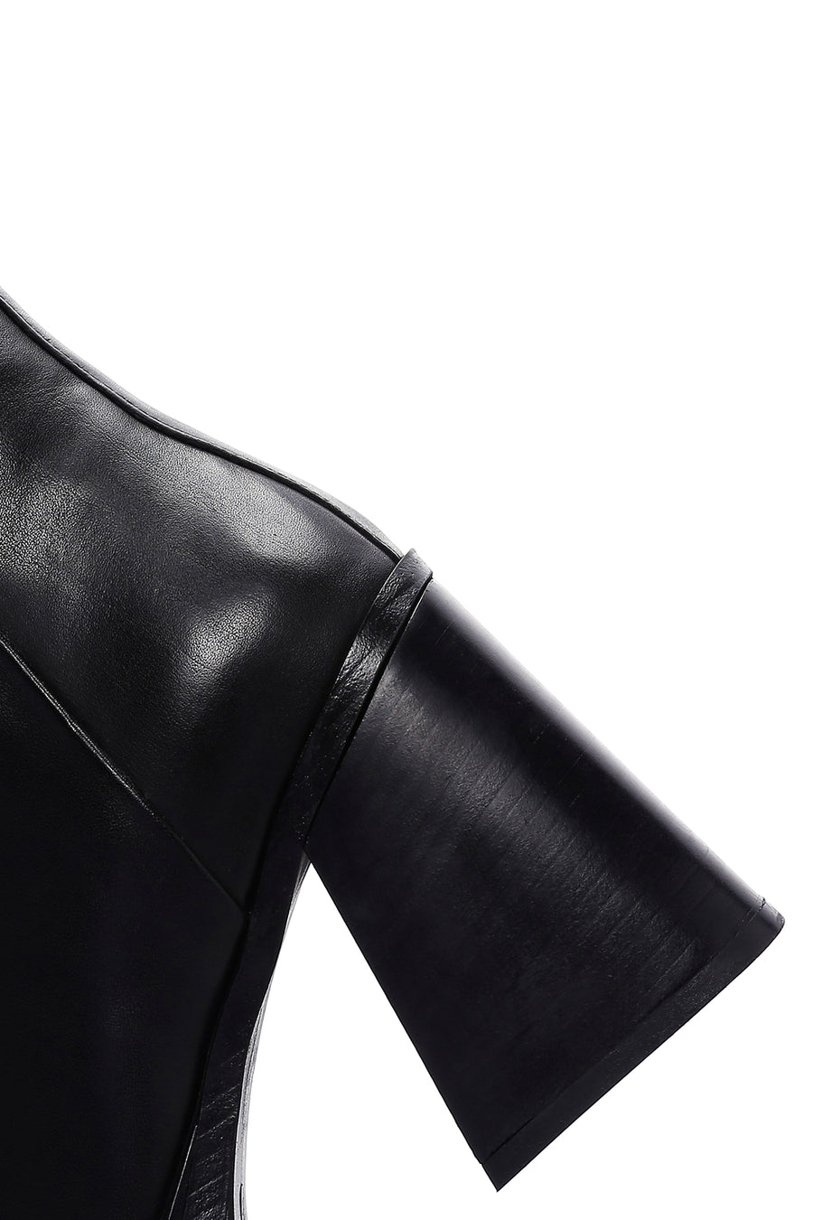 Women's Black Thick Heeled Leather Boots
