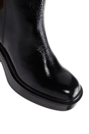 Women's Black Patent Leather Zippered Casual Heeled Boots | Derimod