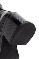 Women's Black Patent Leather Zippered Casual Heeled Boots | Derimod