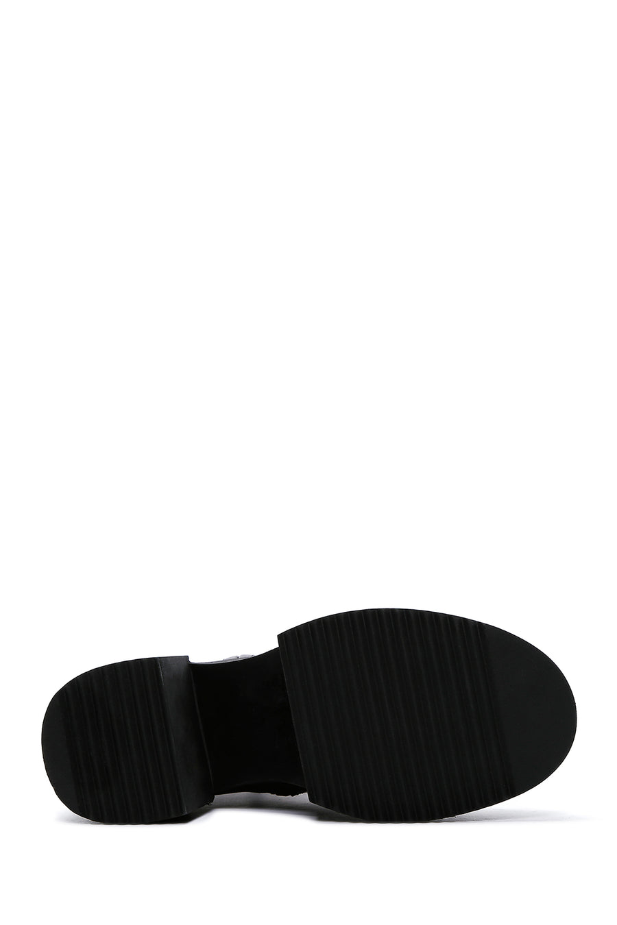 Women's Black Leather Platform Heeled Boots