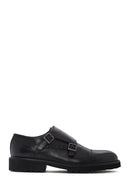 Men's Black Leather Double Buckle Casual Shoes | Derimod