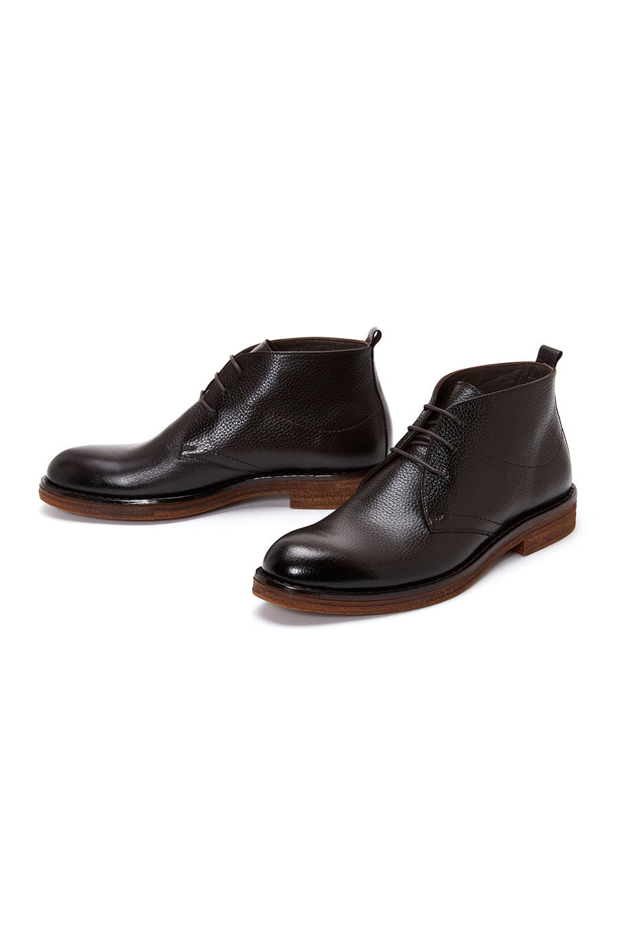 Men's Brown Lace-Up Leather Casual Boots