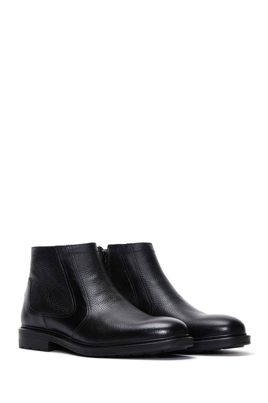 
Men's Black Zippered Leather Casual Boot
